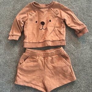 Cloud Island Cozy Knit Outfit with Bear Face